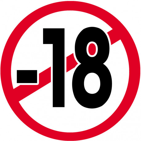 interdit moins 18 ans classique - 20cm - Sticker/autocollant interdit moins 18 ans classique - 20cm - Sticker/autocollant