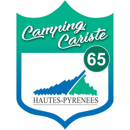 blason camping cariste Hautes Pyrénées 65 - 15x11.2cm - Sticker/auto