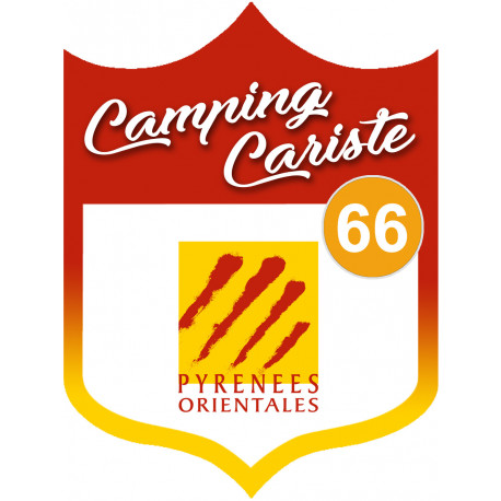 blason camping cariste Pyrénées Orientales 66 - 10x7.5cm - Sticker/a