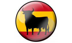 drapeau rond Taureau Espagnol - 5cm - Sticker/autocollant