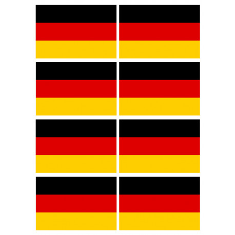 drapeau officiel Allemand - 8 stickers de 9.5X6.3 cm - Sticker/autocol