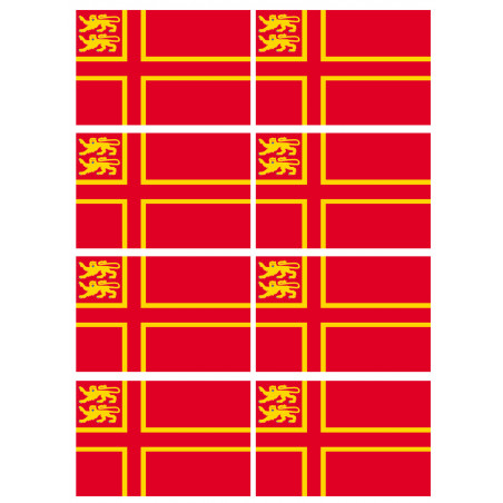 drapeau Normand avec Lions - 8 stickers - 9.5 x 6.3 cm - Sticker/autoc