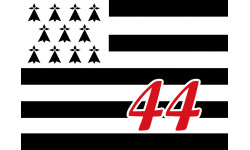 Sticker / autocollants : Drapeau Breton 44 - 5X3,5cm