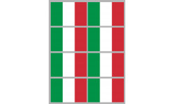 Drapeau Italie - 8 stickers - 9.5 x 6.3 cm - Sticker/autocollant