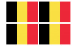 Drapeau Belgique - 4 stickers - 9.5 x 6.3 cm - Sticker/autocollant