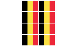 Drapeau Belgique - 8 stickers - 9.5 x 6.3 cm - Sticker/autocollant
