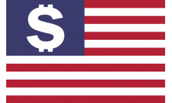 drapeau US dollar - 15x9.7cm - Sticker/autocollant