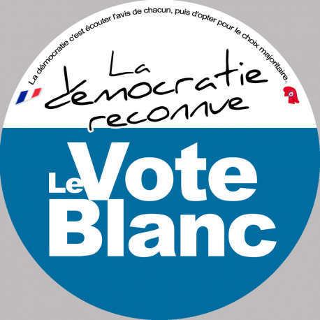 Démocratie le vote blanc - 20cm - Sticker/autocollant Démocratie le vote blanc - 20cm - Sticker/autocollant