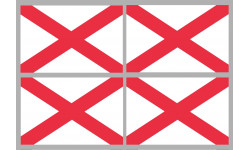 Drapeau Irlande du Nord - 4 stickers - 9.5 x 6.3 cm - Sticker/autocoll