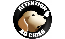 sticker : autocollant : ATTENTION AU CHIEN gentil - 9cm