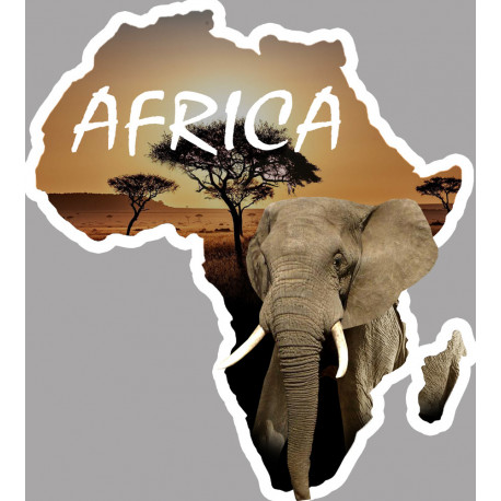 Africa Eléphant - 10x9cm - Sticker/autocollant Africa Eléphant - 10x9cm - Sticker/autocollant