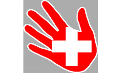 drapeau suisse main - 17cm - Sticker/autocollant