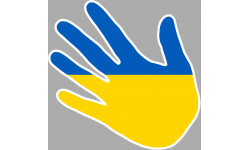 drapeau Ukraine main : 17x17cm - Sticker/autocollant