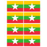 Drapeau Birmanie - 8 stickers 9,5x6,3cm - Sticker/autocollant