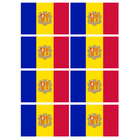 Drapeau Andorre - 8 stickers - 9.5 x 6.3 cm - Sticker/autocollant Drapeau Andorre - 8 stickers - 9.5 x 6.3 cm - Sticker/autocollant