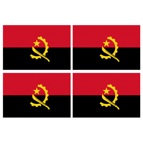 Drapeau Angola - 4 stickers - 9.5 x 6.3 cm - Sticker/autocollant Drapeau Angola - 4 stickers - 9.5 x 6.3 cm - Sticker/autocollant