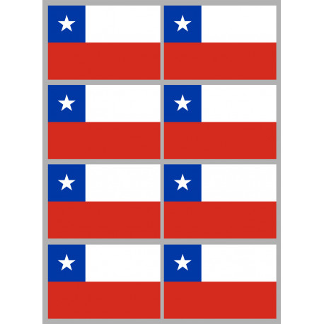 Drapeau CHILI - 8 stickers - 9.5 x 6.3 cm - Sticker/autocollant Drapeau CHILI - 8 stickers - 9.5 x 6.3 cm - Sticker/autocollant