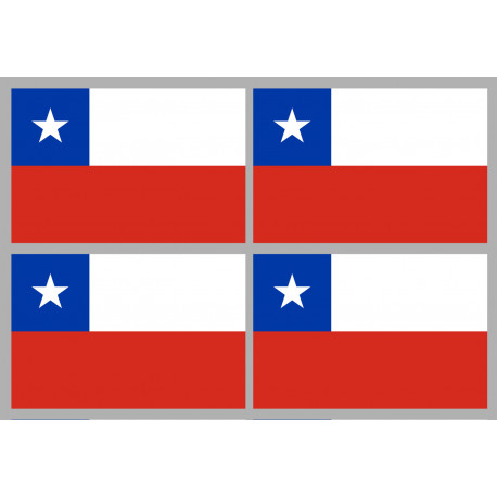 Drapeau CHILI - 4 stickers - 9.5 x 6.3 cm - Sticker/autocollant Drapeau CHILI - 4 stickers - 9.5 x 6.3 cm - Sticker/autocollant
