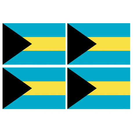 Drapeau Bahamas - 4 stickers - 9.5 x 6.3 cm - Sticker/autocollant Drapeau Bahamas - 4 stickers - 9.5 x 6.3 cm - Sticker/autocollant