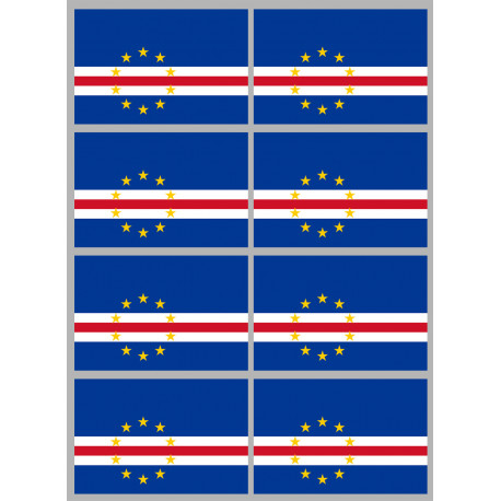 Drapeau Cap-Vert - 8 stickers - 9.5 x 6.3 cm - Sticker/autocollant Drapeau Cap-Vert - 8 stickers - 9.5 x 6.3 cm - Sticker/autocollant