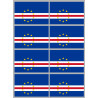 Drapeau Cap-Vert - 8 stickers - 9.5 x 6.3 cm - Sticker/autocollant