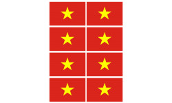 Drapeau Viet Nam - 8 stickers - 9.5 x 6.3 cm - Sticker/autocollant