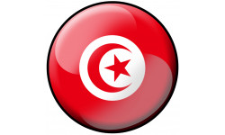 drapeau Tunisien rond - 5cm - Sticker/autocollant