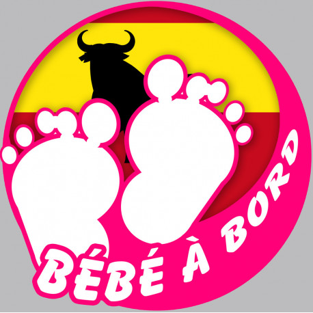 bébé à bord toro fille espagnol - 10cm - Sticker/autocollant bébé à bord toro fille espagnol - 10cm - Sticker/autocollant