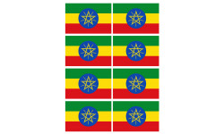 Drapeau Ethiopie - 8 stickers - 9.5 x 6.3 cm - Sticker/autocollant