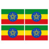 Drapeau Ethiopie - 4 stickers - 9.5 x 6.3 cm - Sticker/autocollant