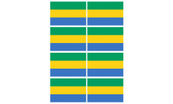 Drapeau Gabon - 8 stickers - 9.5 x 6.3 cm - Sticker/autocollant