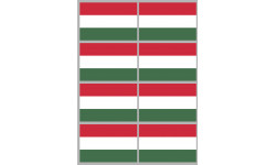 Drapeau Hongrie - 8 stickers - 9.5 x 6.3 cm - Sticker/autocollant
