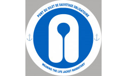PORT DU GILET DE SAUVETAGE OBLIGATOIRE - 10cm - Sticker/autocollant