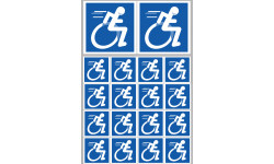 handisport fauteuil - 2 stickers de 10cm / 16 stickers de 5cm - Sticker/autocollant