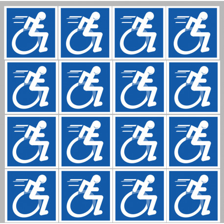 handisport fauteuil - 16 stickers de 5cm - Sticker/autoc