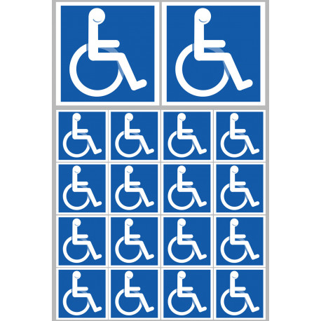 handicape moteur - 2 stickers 10cm - 16 stickers 5cm - Sticker/autocollant handicape moteur - 2 stickers 10cm - 16 stickers 5cm - Sticker/autocollant