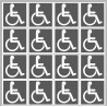 handicap moteur gris - 16 stickers de 5cm - Sticker/autocollant