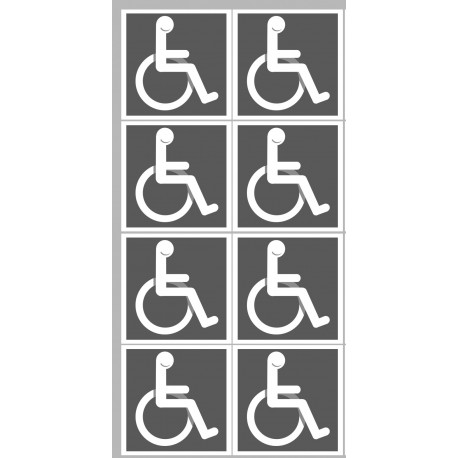 handicap moteur gris - 8 stickers de 5cm - Sticker/au