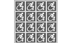 handisport fauteuil gris - 18 stickers de 5cm - Sticker