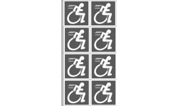 handisport fauteuil gris - 8 stickers de 5cm - Sticker/a