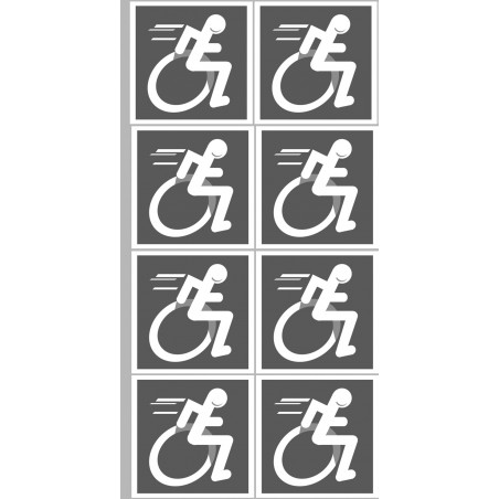 handisport fauteuil gris - 8 stickers de 5cm - Sticker/a