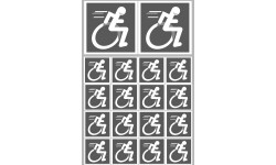 handisport fauteuil gris - 2 stickers de 10cm et 16 stickers de 5cm - Sticker/autocollant