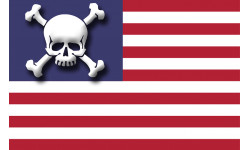 drapeau US crâne - 19,5x13cm - Sticker/autocollant