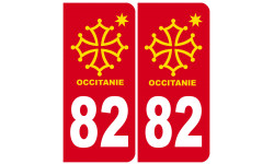immatriculation 82 occitanie - 2 stickers de 10,2x4,6cm - Sticker/auto