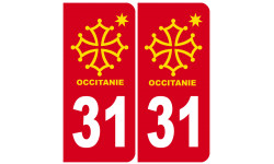 immatriculation 82 Occitanie - 2 stickers de 10,2x4,6cm - Sticker/auto