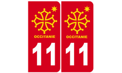 immatriculation 11 Occitanie - 2 stickers de 10,2x4,6cm - Sticker/auto