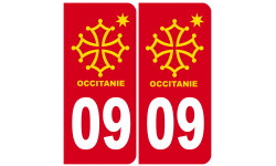 immatriculation 09 Occitanie - 2 stickers de 10,2x4,6cm - Sticker/auto