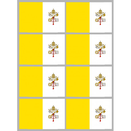 Drapeau Vatican - 8 stickers - 9.5 x 6.3 cm - Sticker/autocollant Drapeau Vatican - 8 stickers - 9.5 x 6.3 cm - Sticker/autocollant