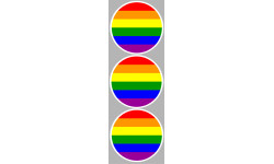 drapeau LGBT - 3 stickers de 9cm - Sticker/autocollant