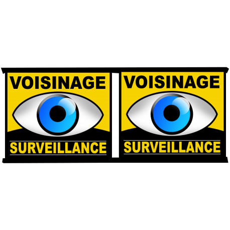 voisinage surveillance - 2 stickers de 10cm - Sticker/autocollant